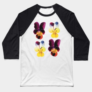 Johnny Jump-Up Flowers Yellow and Purple Baseball T-Shirt